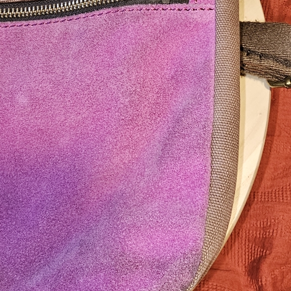 Fossil Erin Canvas & Leather Crossbody Handbag Pink Brown Top Zip - Picture 9 of 13